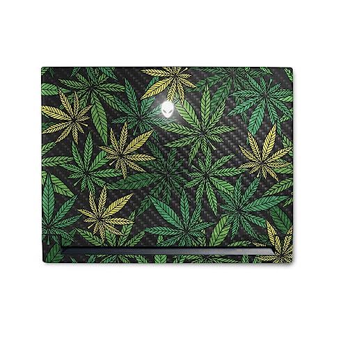 Image of MightySkins Carbon Fiber Skin Compatible with Alienware M18 R1 (2023) Full Wrap Kit - Cannabis Culture | Protective, Durable Textured Carbon Fiber Finish | Easy to Apply | Made in The USA