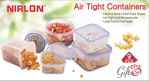 Image of Air Tight Container Set for Kitchen Round Container, Square Container, Square Container Combo of 9 Pieces, 100% Leak Proof, Durable 100% Toxic Free, Healthy