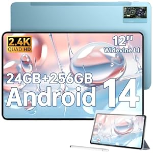 OUKITEL OT5S Android 14 Tablet, 12-inch Tablet, 24GB RAM + 256GB ROM (2TB) Gaming Tablet, 2.4K Octa-Core Tablet, 8250mAh/18W, 16MP+8MP, Dual SIM 4G LTE/5G WiFi/BT5.0/GMS/GPS/Widevine L1,