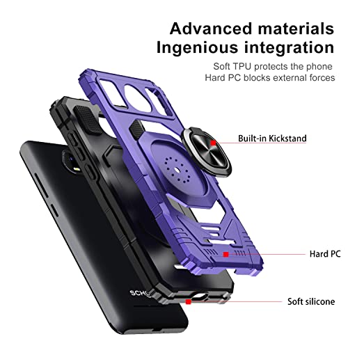 Suyomo For Schok Volt Sv55 Sv55216 Case With Tempered Glass Screen Protector [2Pack] [Military Grade] Ring Car Mount Kickstand Shockproof Hard Phone Case (Purple) #TOP3