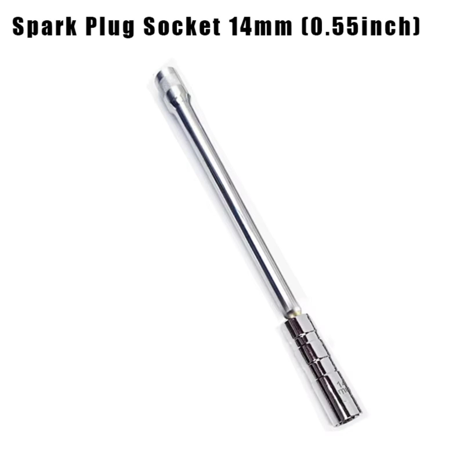 Llave Giratoria 14mm 16mm Extensión Larga Reparación De Instalación para Bujía Llave Magnética Herramienta De Extracción De Torsión Juego de Llave para Bujías