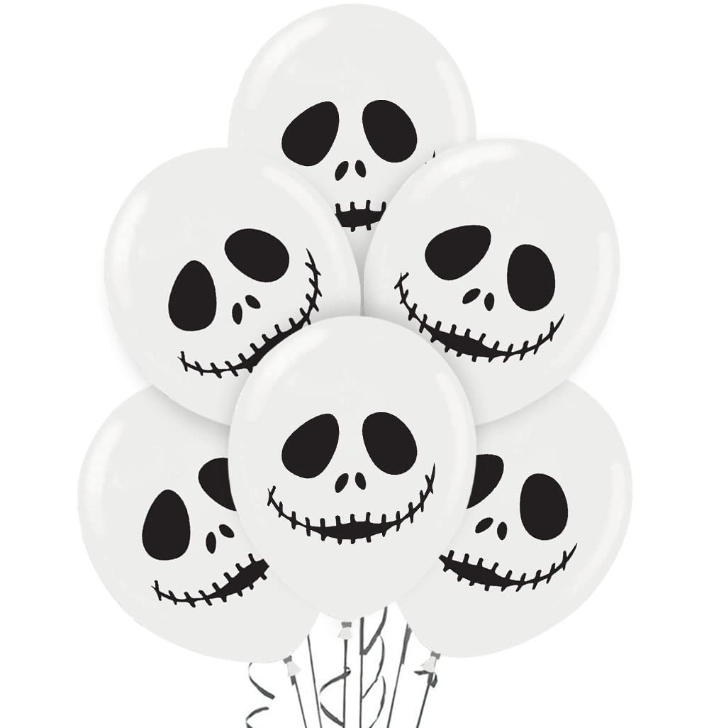 PMU 100Pcs Halloween Balloons 11 Inch, Fun Balloons for Halloween Party Décor, Spooky Ghost Theme Zipper Mouth Ghost