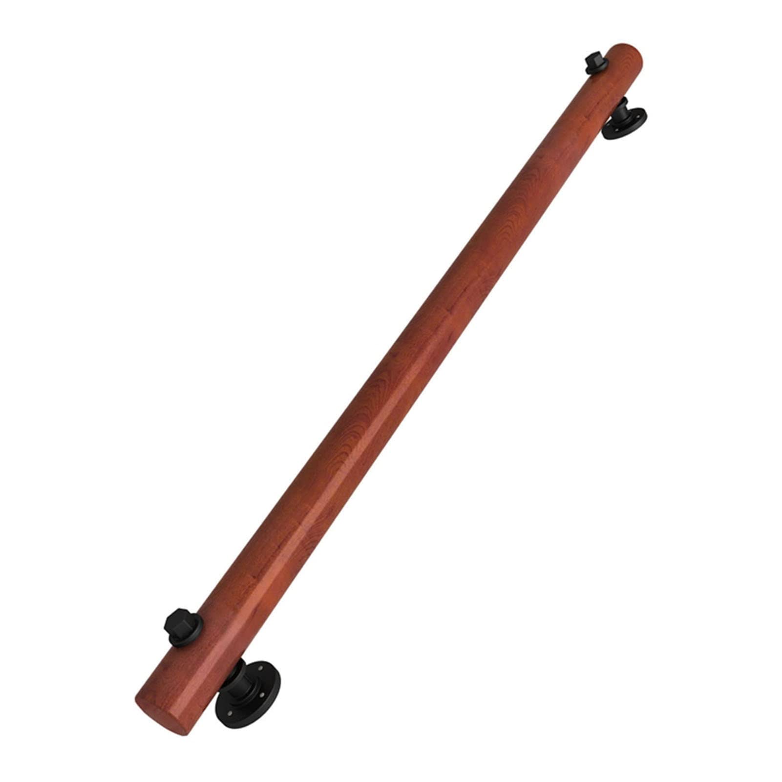 Main courante bois ronde et supports de fixation murale pour un couloir intérieur