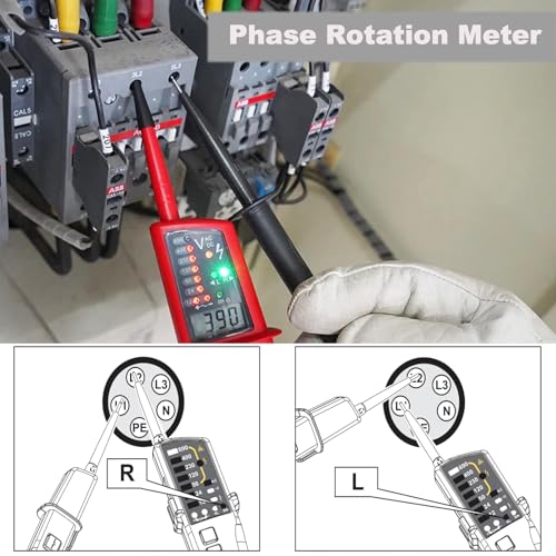 Image of UT18C Voltage Tester, Professional Continuity Tester, IP65 Waterproof Phase Rotation Meter, Multifunctional Electrical Circuit Voltage Meter Tester, LCD Display, Automatic Range, AC /DC 12V-690V