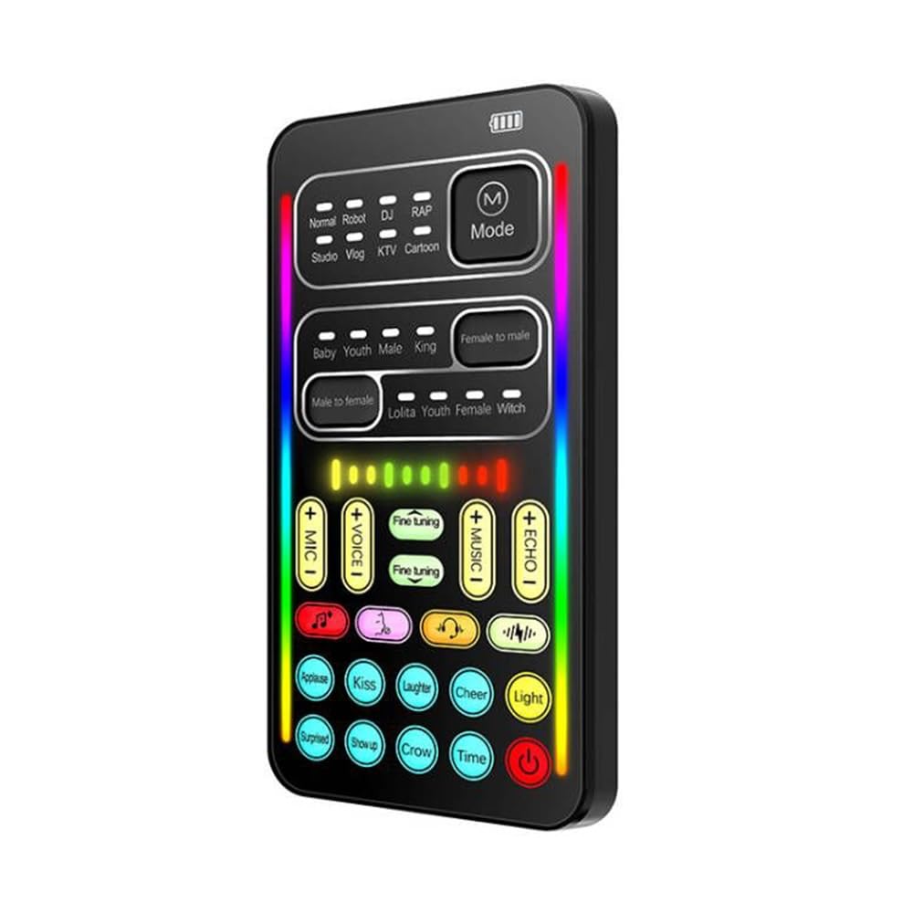 Mini cambia voce da 2 pezzi, schede audio live compatibili con Bluetooth a effetti multipli, portatili e ultrasottili