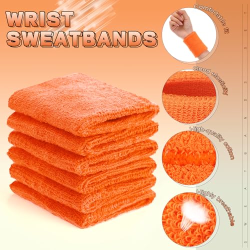 Image of Bememo 12 Pack Wristbands Sweatband for Women Men, Neon Colored Sport Wrist Bands, Tennis Football Basketball Sweatbands, Moisture Wicking Arm Bands for Working Out