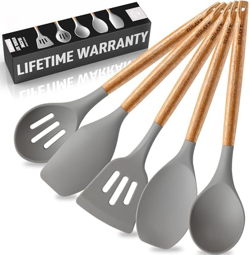 Zulay Kitchen Utensils Set Non-Stick Silicone Cooking Utensils Se...