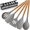 Set de utensilios de silicona Zulay Kitchen de 5 piezas | Utensilios de cocina de silicona antiadherentes con mangos de madera de acacia - resistencia al calor 464°F - gris 2