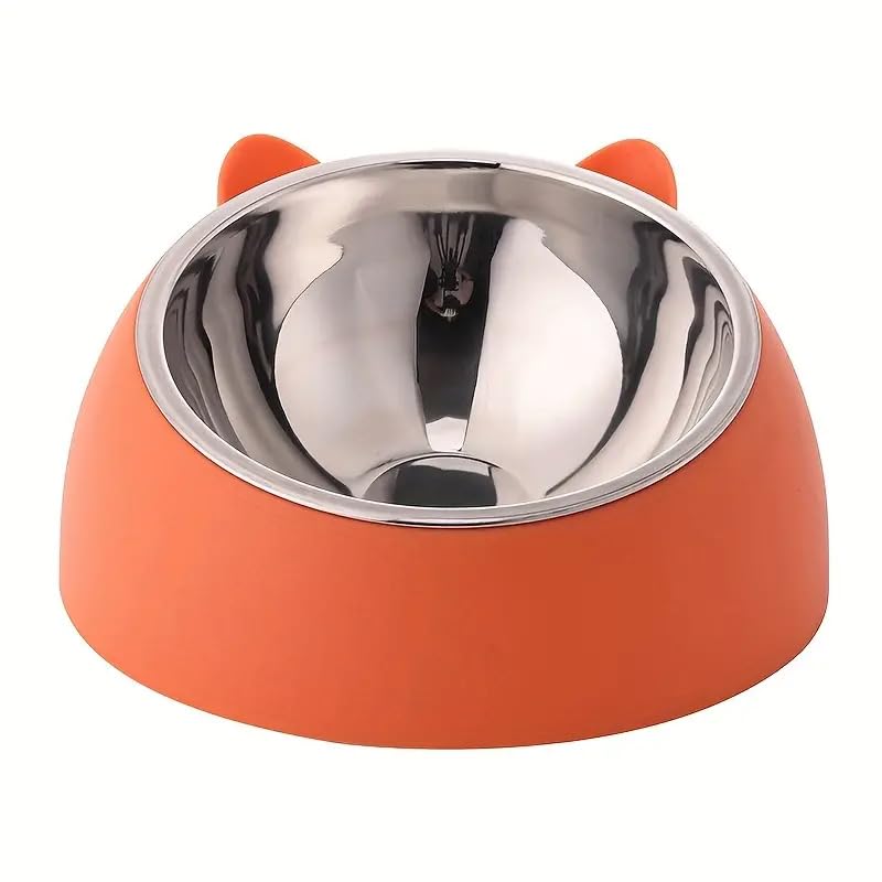 TGOPIT Elevated Cat Bowl Feeder Food Water Feeder Bowl for Cats, Kittens & Puppies | Persian Cat Food Bowl Tilted Raised Bowl Anti Vomiting 15° Slanted Bowl (Orange)