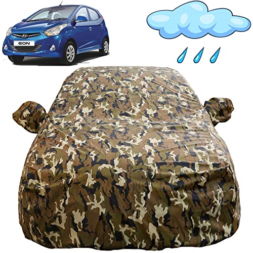 Image of Eon Waterproof Car Cover with Mirror Pockets, Camouflage Design, Non Woven Fabric,Triple Stitched, Compatible with Hyundai Eon Car Cover (2011 to 2024), Eon Car Accessories