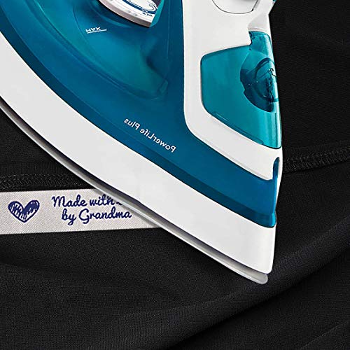 Wunderlabel Made with Love by Grandma Grandmother Woven Ribbon Clothing Clothes Garment Fashion Embroidered Heart Symbol Iron On Fabric Craft Rectangle Tags, Blue on White, 25 Labels - Thumbnail 4