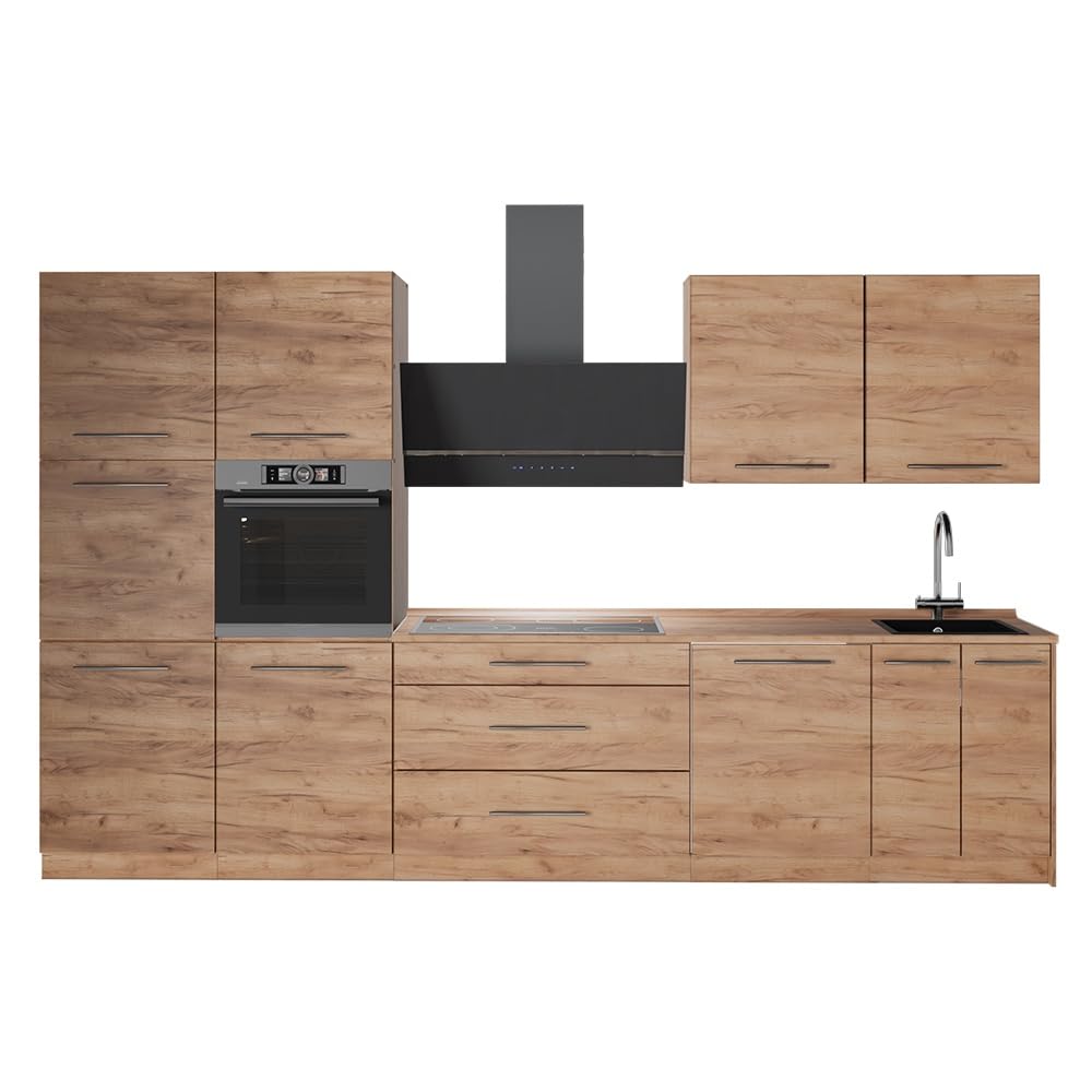 Vicco Zabudowa kuchenna "Fame-Line", Dąb goldkraft/Dąb goldkraft, 340 cm