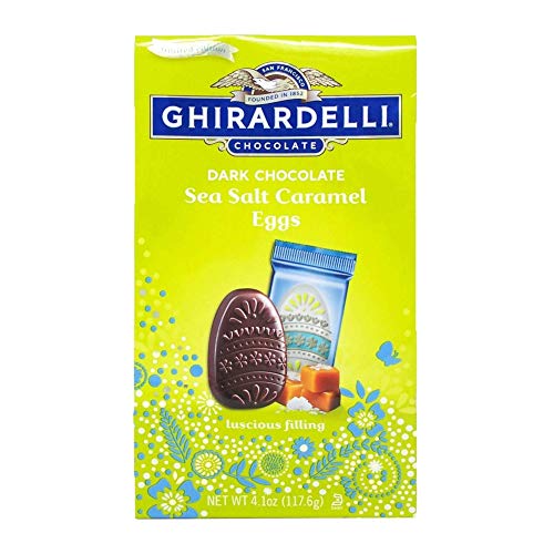 Ghirardelli Dark Chocolate Sea Salt Caramel Filled Eggs, Easter Candy Basket Stuffer, 4.1 Ounces