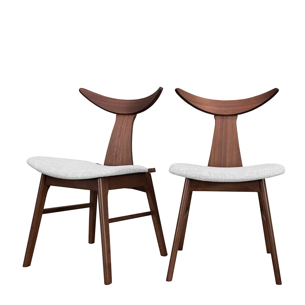 Chaise de salle à manger en bois noble et tissu gris Selsey