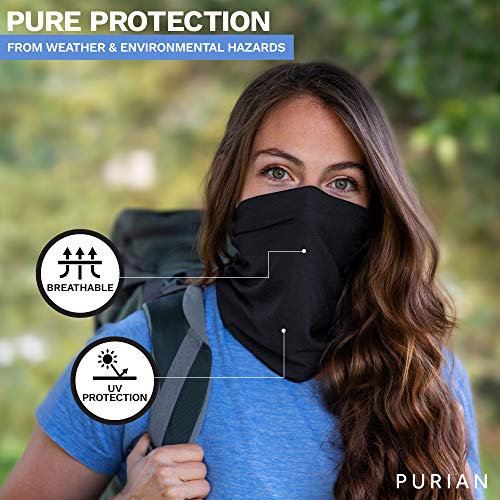 Authentic Bamboo Neck Gaiter, UPF 50+ Lightweight Breathable Mask for Sun UV and Dust Protection | Black4