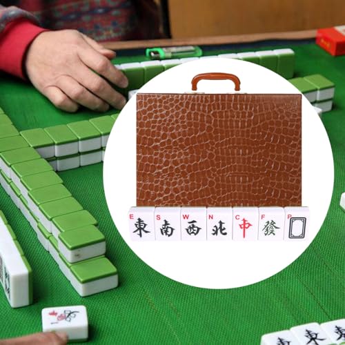 LANYOTA Mahjong-Set Großes Elfenbeinfarbe Ziegeln Mit Arabische Ziffern Fliesen Chinesisches Mahjong-Spielset 146 Tiles Majiang(grün)