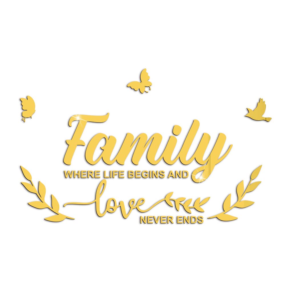 3D Acrylic Wall Sticker Letter Family for Butterfly Combination Self-Adhesive Decal Removable Wall Art for Art Decals Butterfly Stickers for Home Dormitory Decor