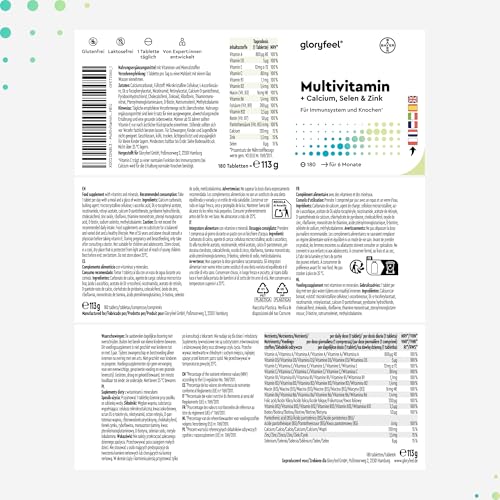 Multivitamin Tabletten - wertvolle Mineralstoffe & alle A-Z Nährstoffe im Komplex - Halbjahresvorrat - 180 kleine, leicht zu schluckende Tabletten - Immun-Support* - 100% laborgeprüft