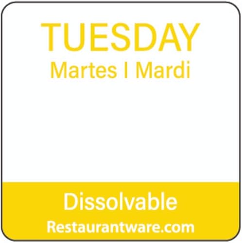 Restaurantware RW Smart - Etiquetas de rotación de alimentos de 1 pulgada x 1 pulgada, 500 etiquetas de seguridad alimentaria solubles –