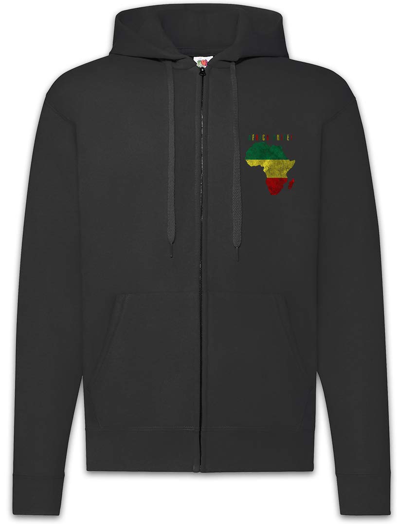 Urban Backwoods Africa Unite Felpa da Uomo con Cappuccio Zip Hoodie Zipper