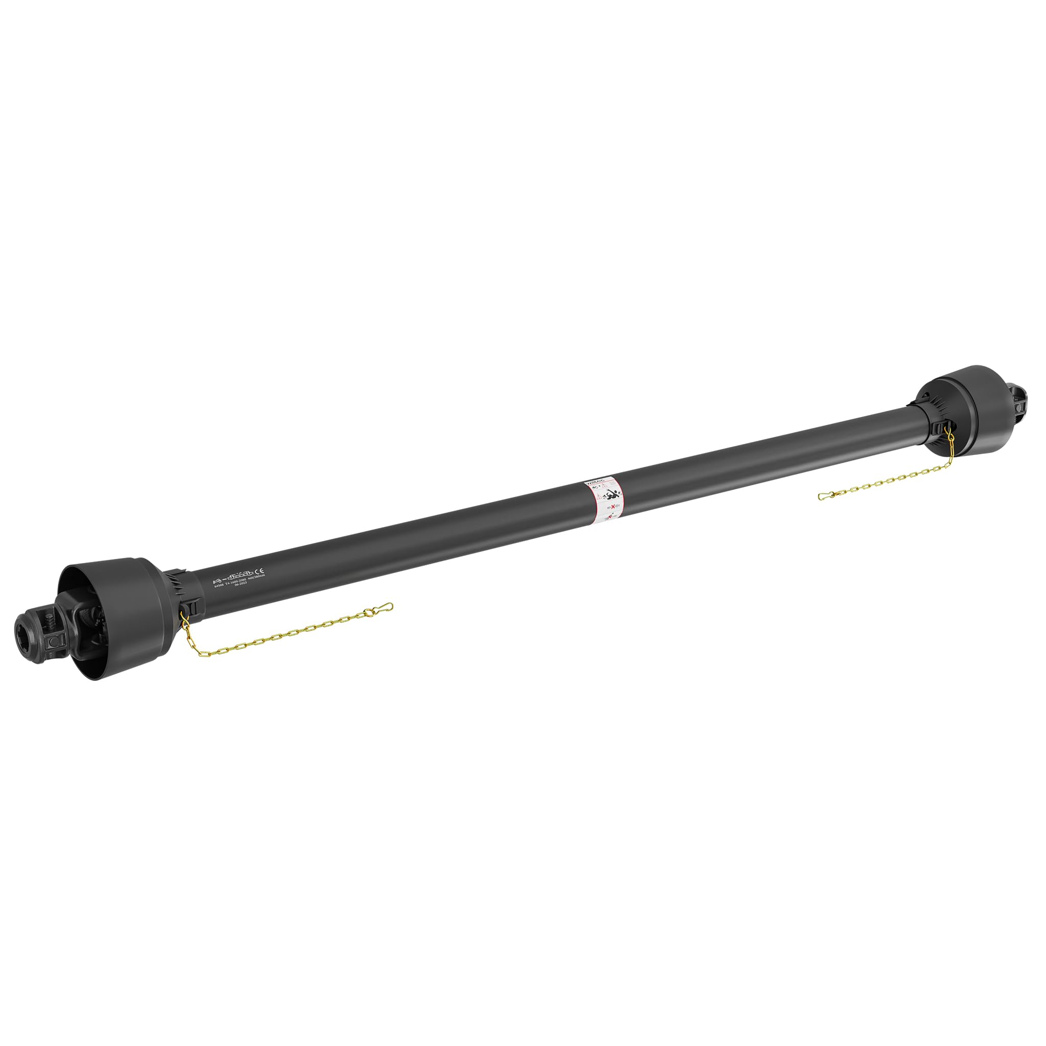 WilTec Arbre Transmission T4 cardan - Longueur 1600-​1760 mm / 2X 1 3/​8" 6 Dents / 460 Nm / 540 TR/​Min / 40 KW (55 CV) - Prise de Force agricole