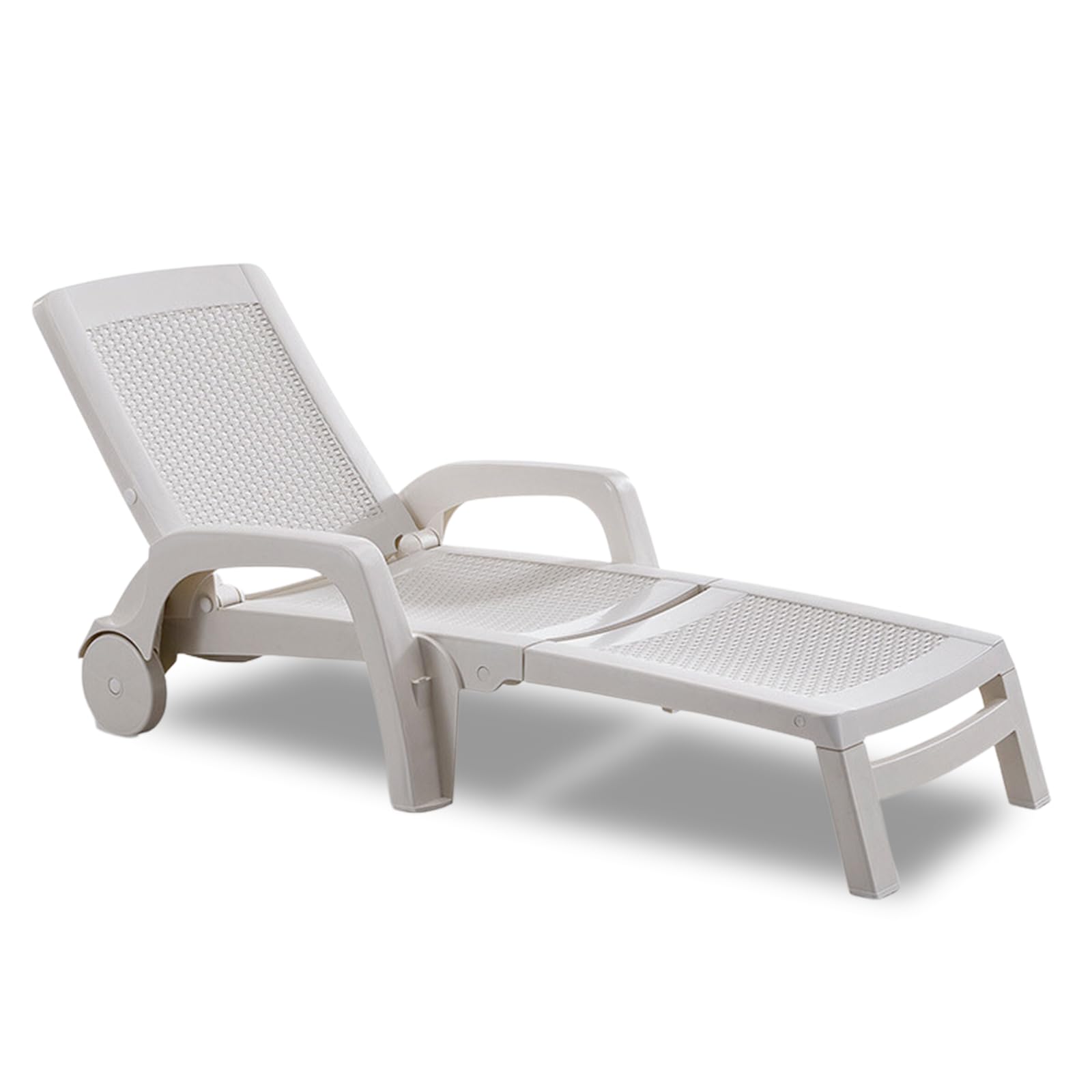 BICA Lettino Prendisole Miami Bianco con Design Rattan, Pieghevole ed Impilabile