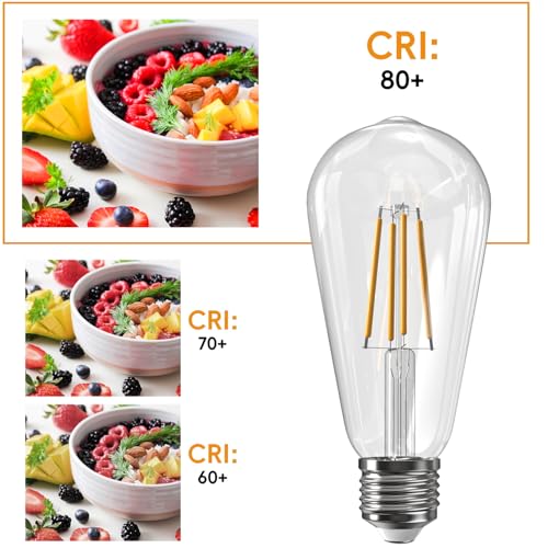 Image of Jensense Edison Bulbs E26 LED Bulb 60 Watt Equivalent, Vintage LED Light Bulbs CRI90+ ST19, Dimmable Clear Light Bulbs (2700k Warm White, 8watt-1 Pack)