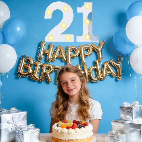 21 Light up Numbers, LED Number Lights for Birthday, 16CM Mirror Warm Lighted Number Sign for Party Wedding Anniversary Bedroom Table Wall Decor (21st) - Image 5