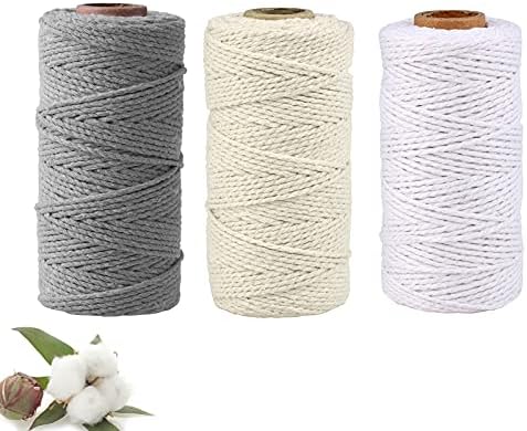 Jaspond 20 Colours Macrame Cord 2mm×100m, Cotton Cord String Rope, butchers string 2 Strand Twisted, Handmade Craft for Wall Hanging, Plant Hanger, Knitting, Textile Decoration