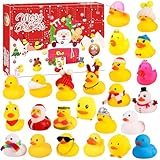 Vibbang Calendario De Adviento De Patitos De Goma 2025,Calendario De Advientos De 24 Patitos De Goma,Niños Juguetes de Baño,Adornos De Calendario De Adviento,Alivio del estrés para niños y adultos