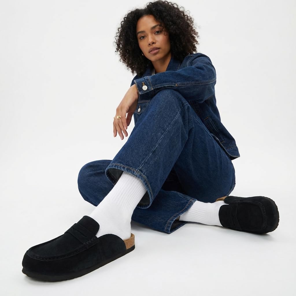 CUSHIONAIRE Fondu Genuine Leather Mule Clogs for Women, Comfortable Slip On Womens Shoes with Penny Strap Accent and Memory Foam Footbed - Image 2