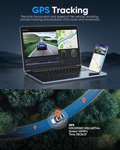 AZDOME 3 Channel 4K Dash Cam for Cars, 4K+1K Dash Cam Front and Rear, 1440P+1080P+1080P Triple Dash Cam, 3.19\" IPS Screen, Built-in GPS WDR IR Night Vision, 24H Parking Mode, 64GB Card Included - Thumbnail 5