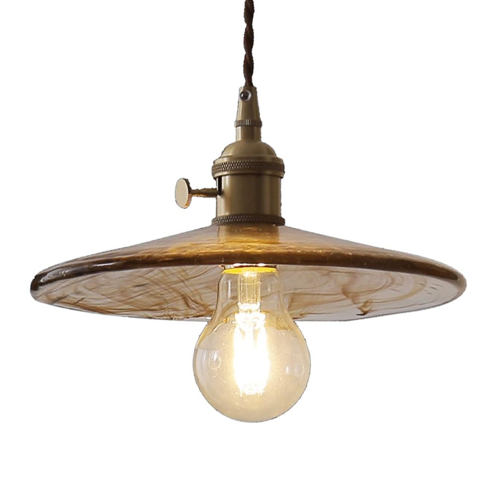 Lampe suspendue en verre E27 au design chapeau pour salon et porche