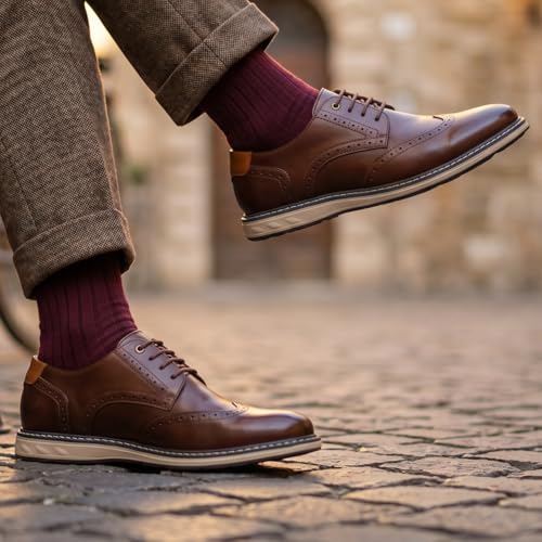 Image of Coramtty Men Casual Arch Support Oxford Shoes Formal Sneakers | Timeless brogue silhouette, stable cushion layer, versatile matching style, suitable for ceremonies and daily outings