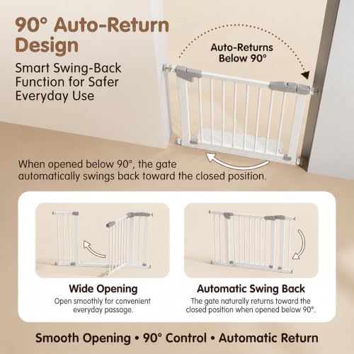 Image of StarAndDaisy Baby Safety Gate for Stairs, Doorways & Hallways, Child Safety Gate with Dual Lock, Auto-Close, No Drill Pressure Mount, Staircase Gate Baby Safety | Safety Gate for Kids Home | Black