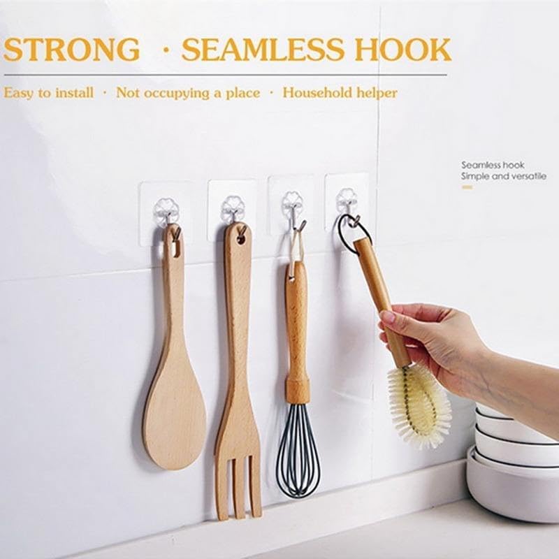 Image of Self-Adhesive Decorative Wall Hooks - Chrome Flower Design, Heavy Duty Hooks for Bathroom, Kitchen, Home & Office - No Drill Hanging Solution for Keys, Towels, Bags & More Pack of -4|Wall |PC-4|A