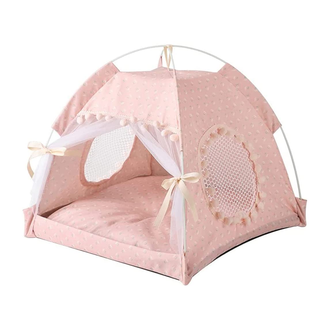 XJKLBYQ Cat Princess Indoor Tent,Dog Cat Bed Kennel,House Pet Dog Cute Floral Cave Nest Bed,Portable Dog Tents for Washable Summer Pet Cat Indoor for Small Medium