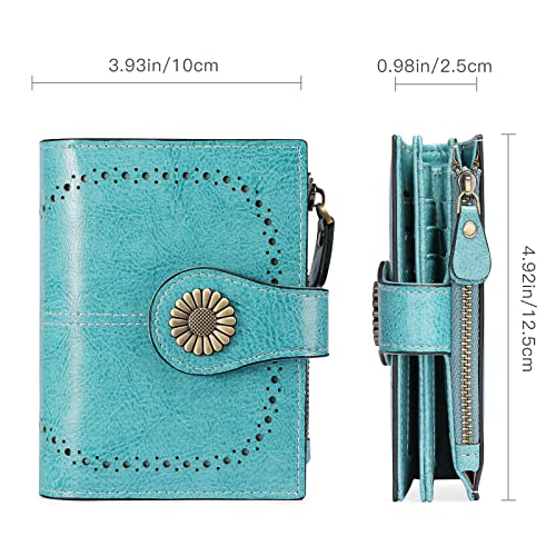 Image of SENDEFN Small Womens Wallet Leather Bifold Card Holder RFID Blocking with Zipper Coin Pocket