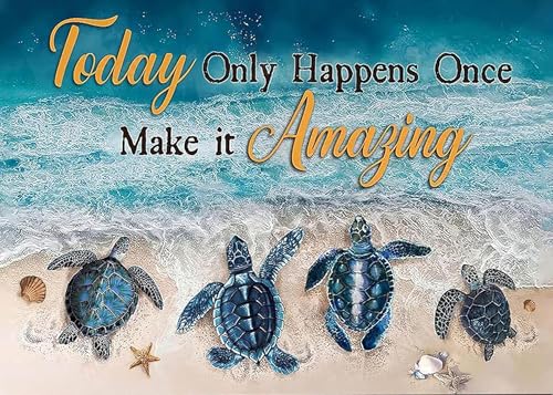 Image of MjhRcll Sea Turtle Stamped Cross Stitch Kits,Cross Stitch Ornament Kits for Adults Beginners, Counted Embroidery Needlepoint Kits Home Decor 12x16 Inch