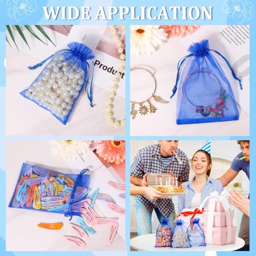Image of Dealglad 50pcs Drawstring Organza Jewelry Candy Pouch Christmas Wedding Party Favor Gift Bags (4x6, Royal Blue)