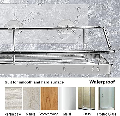 No Drilling Adhesive Paper Towel Holder with Shelf Kitchen Roll Dispenser Spice Rack Wall Mounted Bathroom Organiser Storage SUS304 Stainless Steel Material (Silver)