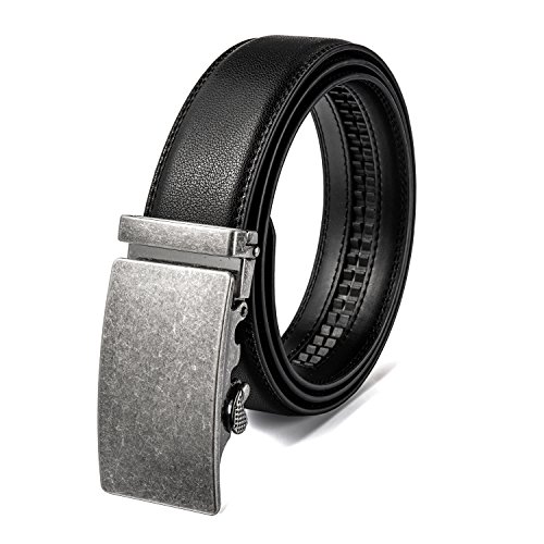 AITEE Ceinture Cuir pour Home avec Boucle Automatique Noir Longueur 115CM
