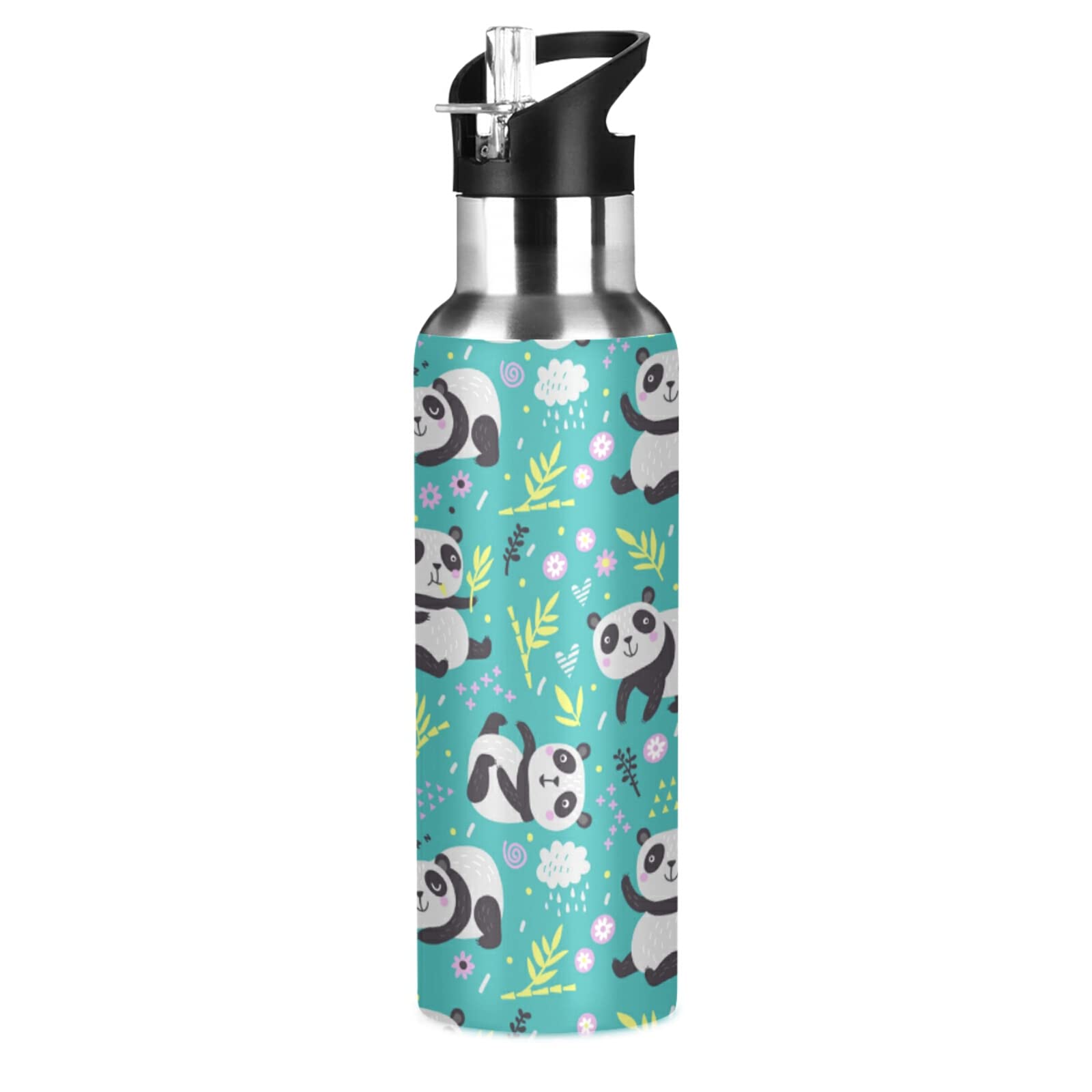 Isolierte Edelstahl-Wasserflasche 600 Ml – Mit Strohhalm & Auslaufsicherem Deckel
