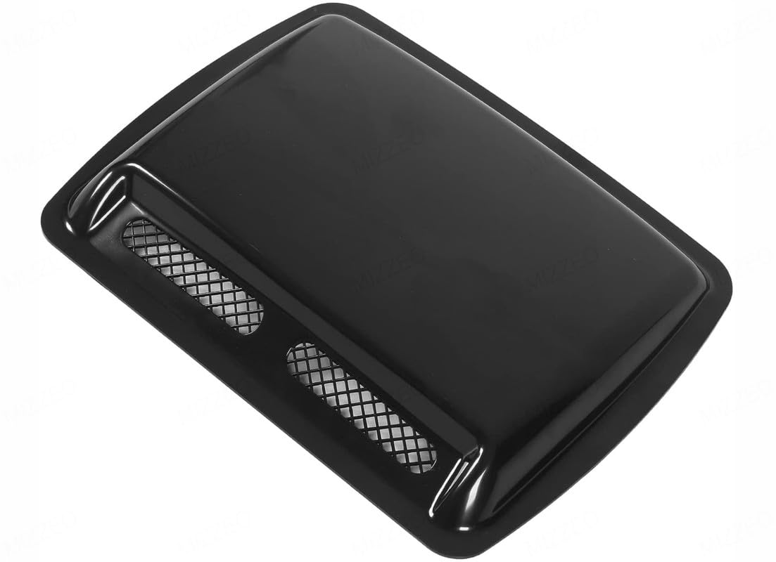 MIZZEO Car Decorative Air Flow Intake Hood Scoop Vent Turbo Bonnet Cover Model - V2111 (Bright Black) with Self Adhesive Design Compatible with Jeep Wagoneer S