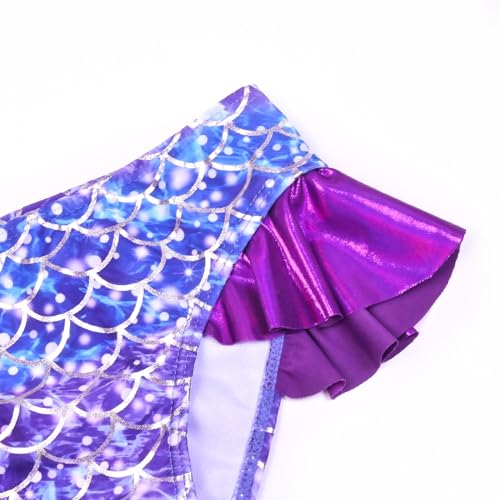 Image of CHILDRENSTAR Girls Metallic Bathing Suits Shiny Ruffles One Shoulder 2 Pieces Swimsuits Cute Bikini Set