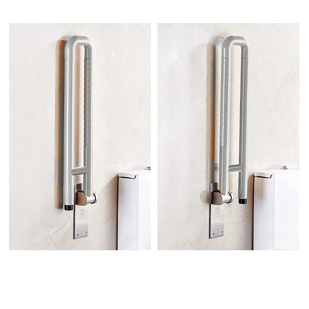 Barra Abatible Baño Barra de Seguridad Barra Seguridad Baño Para Ancianos y Minusválidos Inoxidable (Blanco)