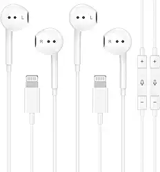 2 pacotes para fones de ouvido iPhone com fio/fones de ouvido com redução Nosie microfone embutido e fones de ouvido de controle de volume compatíveis com iPhone 14/13/12/11/XR/XS/X/8/7/SE/Pro/Pro Max