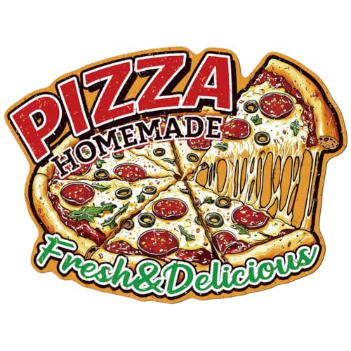 WADORN Plaque Métallique Vintage de Pizza, 38x28.4cm Affiche de Nourriture Amusante en Métal pour Cuisine à Domicile Plaque Murale en Métal pour Restaurant...