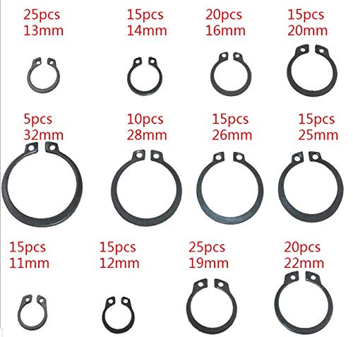 C-Clips Snap Ring Shop Assortment 300 Pieces C-Type Washers Internal & External Circlips Set Sump Plug Gaskets Oil Drain Retaining Ring with Box 18 Sizes 3-32mm