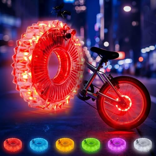 HANZE Rechargeable Bike Wheel Lights 9 Colors 21 Lighting Modes LED Bicycle Tire Lights Motion Activated Cool Spoke Lights Safety Hub Accessories Gifts for Kids Adults Boys Girls Men Women 1 Pack